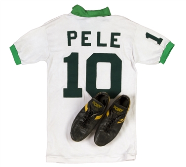 1977 Pele NY Cosmos Match Worn Jersey and Cleats (Player LOA)